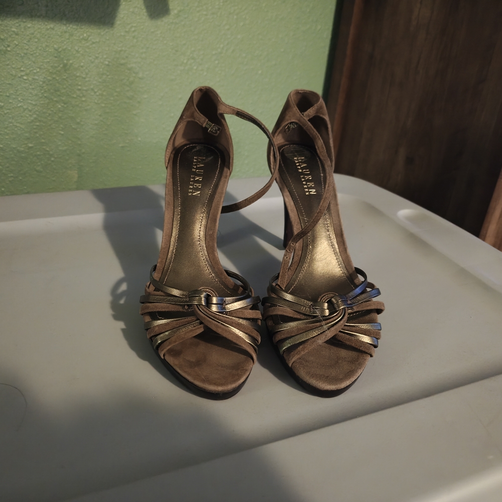Ralph Lauren Brown Strappy Heels